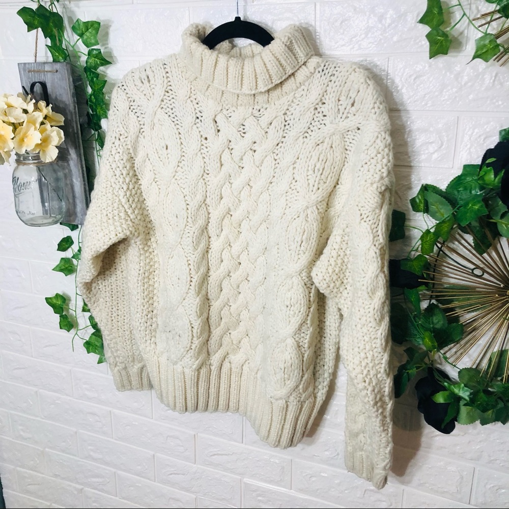 Chunky hand Knit Woven Sweater